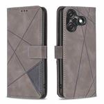 For Tecno Spark 10C Magnetic Buckle Rhombus Texture Leather Phone Case(Grey)