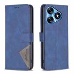 For Tecno Spark 10 4G Magnetic Buckle Rhombus Texture Leather Phone Case(Blue)