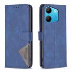 For Tecno Spark Go 2023/Pop 7 Pro Magnetic Buckle Rhombus Texture Leather Phone Case(Blue)