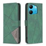 For Tecno Spark Go 2023/Pop 7 Pro Magnetic Buckle Rhombus Texture Leather Phone Case(Green)