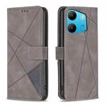 For Tecno Spark Go 2023/Pop 7 Pro Magnetic Buckle Rhombus Texture Leather Phone Case(Grey)