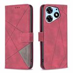 For Tecno Spark 10 Pro Magnetic Buckle Rhombus Texture Leather Phone Case(Red)