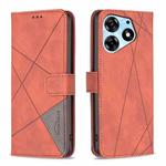 For Tecno Spark 10 Pro Magnetic Buckle Rhombus Texture Leather Phone Case(Brown)