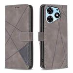 For Tecno Spark 10 Pro Magnetic Buckle Rhombus Texture Leather Phone Case(Grey)