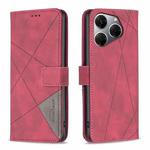 For Tecno Spark 20 Pro Magnetic Buckle Rhombus Texture Leather Phone Case(Red)