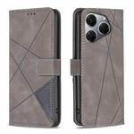 For Tecno Spark 20 Pro Magnetic Buckle Rhombus Texture Leather Phone Case(Grey)