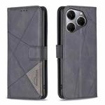 For Tecno Spark 20 Pro Magnetic Buckle Rhombus Texture Leather Phone Case(Black)