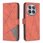 For Tecno Camon 30 Premier 5G Magnetic Buckle Rhombus Texture Leather Phone Case(Brown)