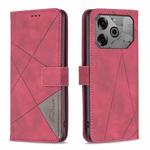 For Tecno Pova 6/6 Pro 5G Magnetic Buckle Rhombus Texture Leather Phone Case(Red)