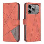 For Tecno Pova 6/6 Pro 5G Magnetic Buckle Rhombus Texture Leather Phone Case(Brown)