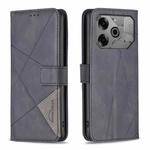 For Tecno Pova 6/6 Pro 5G Magnetic Buckle Rhombus Texture Leather Phone Case(Black)
