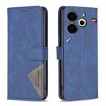 For Tecno Pova 6 Neo Magnetic Buckle Rhombus Texture Leather Phone Case(Blue)