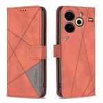 For Tecno Pova 6 Neo Magnetic Buckle Rhombus Texture Leather Phone Case(Brown)