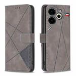 For Tecno Pova 6 Neo Magnetic Buckle Rhombus Texture Leather Phone Case(Grey)