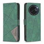 For Tecno Spark 30C Magnetic Buckle Rhombus Texture Leather Phone Case(Green)