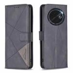 For Tecno Spark 30C Magnetic Buckle Rhombus Texture Leather Phone Case(Black)