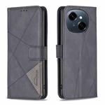 For Tecno Spark Go 1 / Pop 9 Magnetic Buckle Rhombus Texture Leather Phone Case(Black)