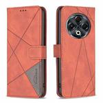 For Tecno Spark 30 4G Magnetic Buckle Rhombus Texture Leather Phone Case(Brown)