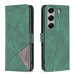 For Tecno Camon 40 Pro 5G Magnetic Buckle Rhombus Texture Leather Phone Case(Green)