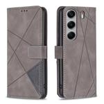For Tecno Camon 40 Pro 5G Magnetic Buckle Rhombus Texture Leather Phone Case(Grey)