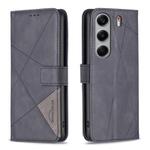 For Tecno Camon 40 Pro 5G Magnetic Buckle Rhombus Texture Leather Phone Case(Black)