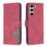 For Tecno Camon 40 Pro 4G Magnetic Buckle Rhombus Texture Leather Phone Case(Red)