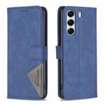 For Tecno Camon 40 Pro 4G Magnetic Buckle Rhombus Texture Leather Phone Case(Blue)