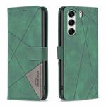 For Tecno Camon 40 Pro 4G Magnetic Buckle Rhombus Texture Leather Phone Case(Green)