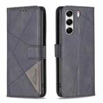 For Tecno Camon 40 Pro 4G Magnetic Buckle Rhombus Texture Leather Phone Case(Black)