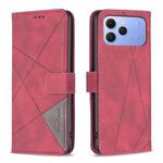 For Tecno Spark 40 4G Magnetic Buckle Rhombus Texture Leather Phone Case(Red)