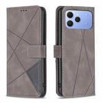 For Tecno Spark 40 4G Magnetic Buckle Rhombus Texture Leather Phone Case(Grey)