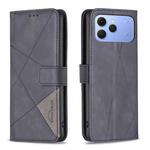 For Tecno Spark 40 4G Magnetic Buckle Rhombus Texture Leather Phone Case(Black)