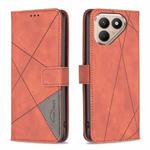 For Tecno Pova 7 Pro 5G Magnetic Buckle Rhombus Texture Leather Phone Case(Brown)