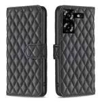 For Tecno Pova 5 Diamond Lattice Wallet Flip Leather Phone Case(Black)