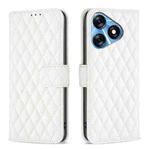 For Tecno Spark 10 4G Diamond Lattice Wallet Flip Leather Phone Case(White)