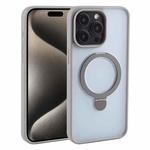 For iPhone 15 Pro Mutural MagSafe Magnetic Holder Phone Case(Grey)