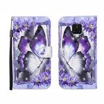 For Xiaomi Redmi Note 9S 3D Painted Pattern Horizontal Flip Leather Case with Holder & Wallet & Card slot & Lanyard(Purple Flower Butterfly)