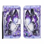 For Nokia 1.3 3D Painted Pattern Horizontal Flip Leather Case with Holder & Wallet & Card slot & Lanyard(Purple Flower Butterfly)