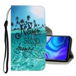 For Samsung Galaxy A21s 3D Colored Drawing Horizontal Flip PU Leather Case with Holder & Card Slots & Wallet(Blue Coconut Grove)