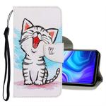 For Huawei P smart 2020 3D Colored Drawing Horizontal Flip PU Leather Case with Holder & Card Slots & Wallet(Red Mouth Cat)