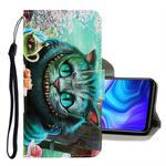 For Xiaomi Redmi Note 9 3D Colored Drawing Horizontal Flip PU Leather Case with Holder & Card Slots & Wallet(Green Eyes)