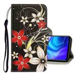 For Xiaomi Redmi Note 9 3D Colored Drawing Horizontal Flip PU Leather Case with Holder & Card Slots & Wallet(Red Flower)