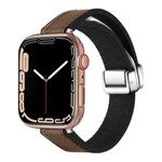 For Apple Watch SE 2023 40mm Magnetic Folding Leather Silicone Watch Band(Dark Brown)