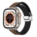For Apple Watch Ultra 2 49mm Magnetic Folding Leather Silicone Watch Band(Dark Brown)