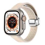 For Apple Watch Ultra 2 49mm Magnetic Folding Leather Silicone Watch Band(Apricot)