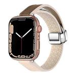 For Apple Watch Series 8 45mm Magnetic Folding Leather Silicone Watch Band(Apricot Brown)