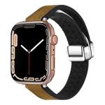 For Apple Watch SE 2022 40mm Magnetic Folding Leather Silicone Watch Band(Crazy Horse Brown)