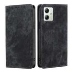 For Motorola Moto G54 5G EU Edition RFID Anti-theft Brush Magnetic Leather Phone Case(Black)