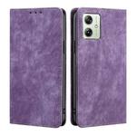 For Motorola Moto G54 5G EU Edition RFID Anti-theft Brush Magnetic Leather Phone Case(Purple)