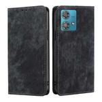 For Motorola Edge 40 Neo 5G RFID Anti-theft Brush Magnetic Leather Phone Case(Black)